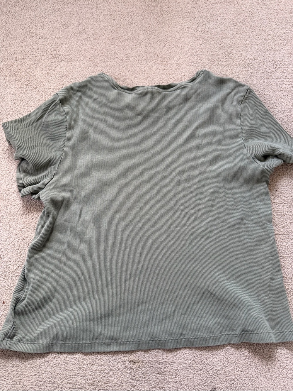 H&M Ribbed Short Sleeve Top in Sage